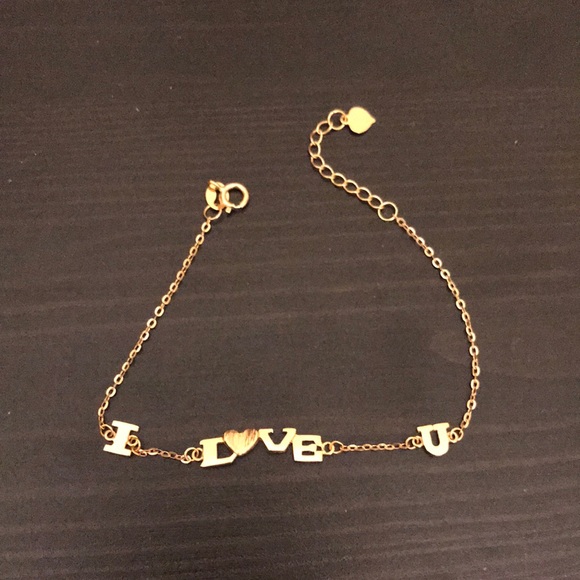Solid rose gold “I LOVE U” bracelet - Picture 1 of 2